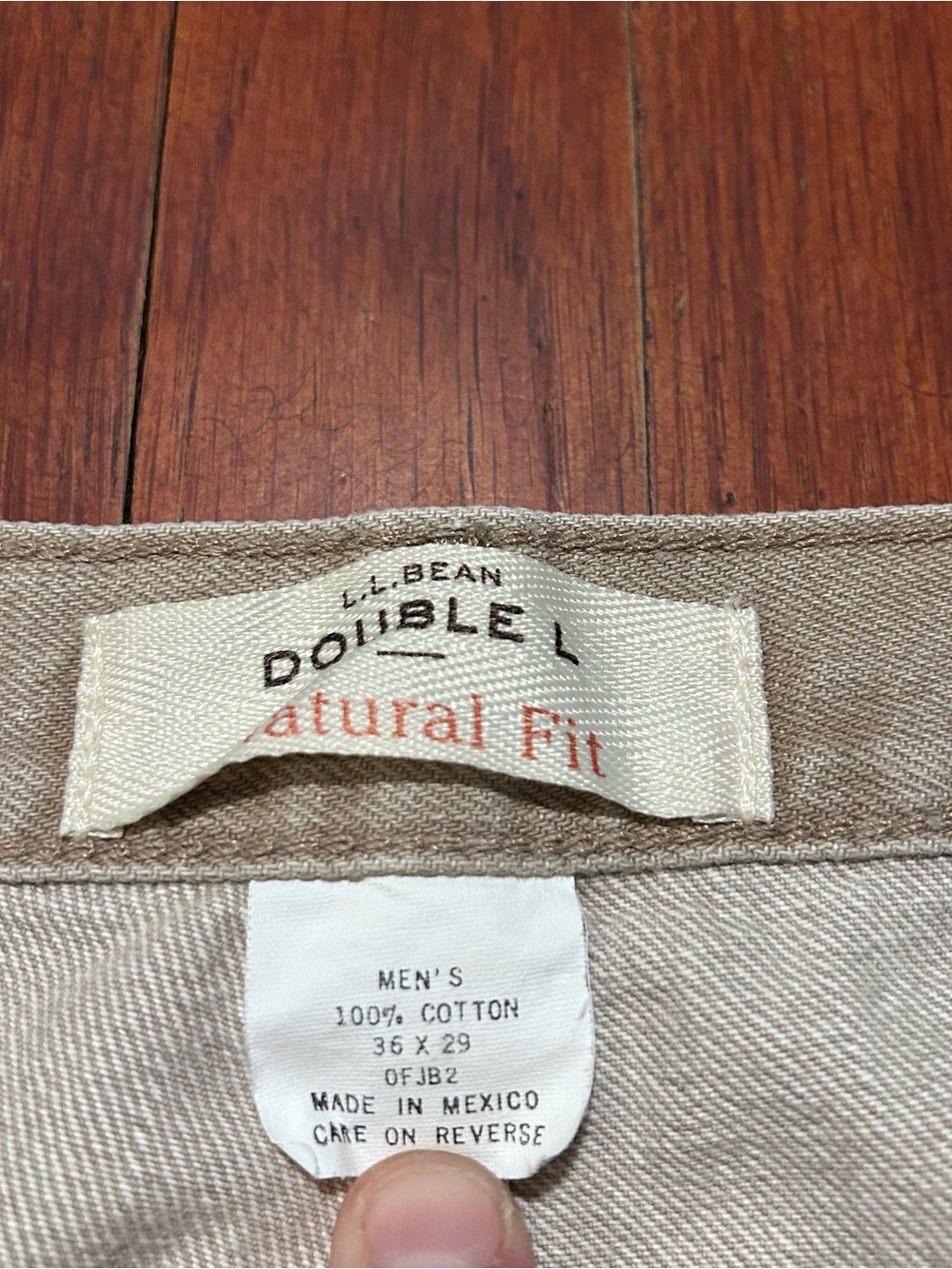 Vintage L.L. Bean Double L Outdoor Gorpcore Baggy Tan Khaki Denim Jeans 34x29 - Picture 8 of 13